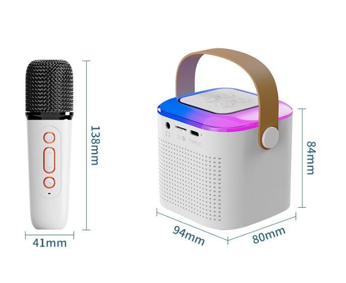 Microphone Karaoke Machine Bluetooth-compatible Speaker With 2 Wireless Mic RGB Light Home Family Singing Speaker - Image 9
